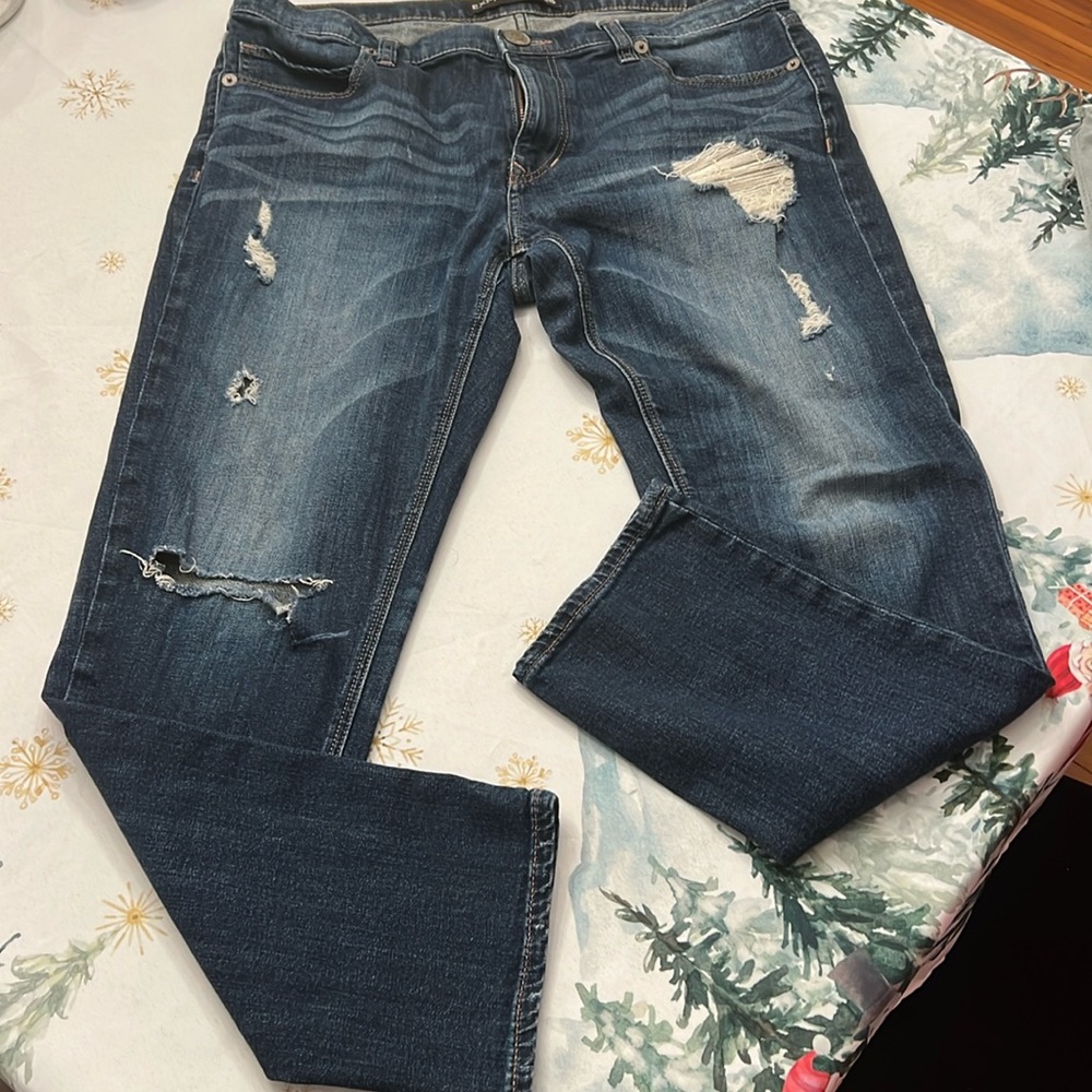 Express Blue Boyfriend Jeans Distressed Style